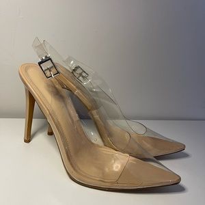 Clear stiletto heels